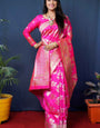 Symmetrical Pink Kanjivaram Silk With Glittering Blouse Piece