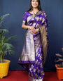 Symmetrical Royal Blue Kanjivaram Silk Saree With Glittering Blouse Piece