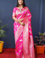 Panoply Dark Pink Kanjivaram Silk With Fairytale Blouse Piece
