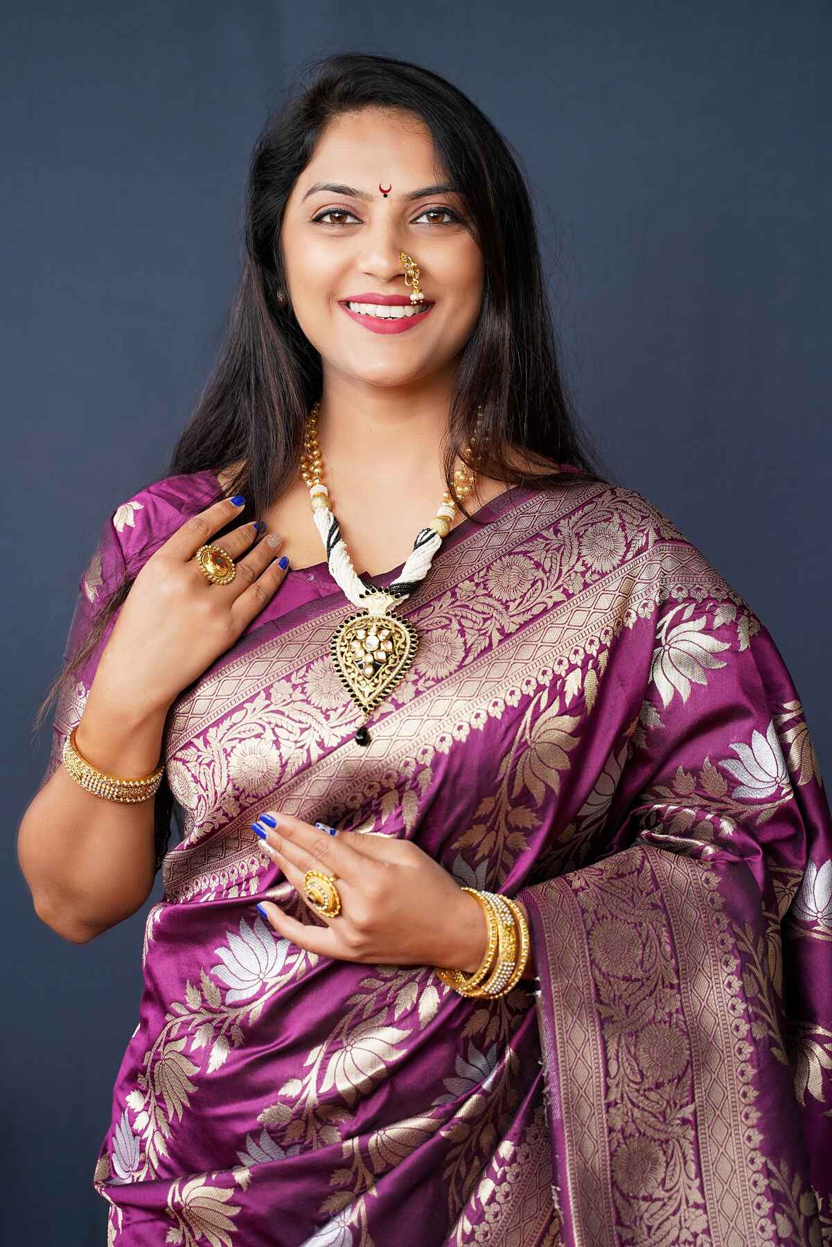 Quintessential Purple Kanjivaram Silk With Fairytale Blouse Piece