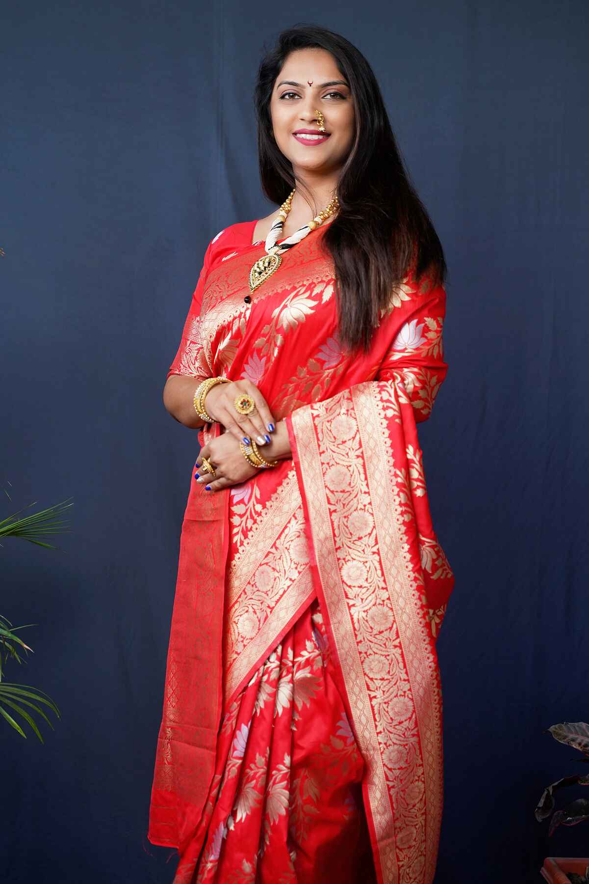 Ratatouille Red Kanjivaram Silk With Fairytale Blouse Piece