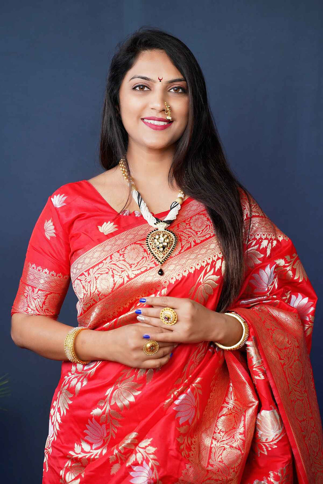 Ratatouille Red Kanjivaram Silk With Fairytale Blouse Piece