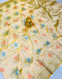 Invaluable Beige Banarasi Silk Saree With Exquisite Blouse Piece