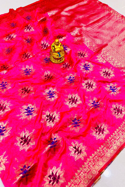 Load image into Gallery viewer, Charming Dark Pink Banarasi Silk Saree With Super classy Blouse Piece
