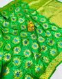 Deserving Green Banarasi Silk Saree With Traditional Blouse Piece