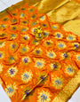 Girlish Orange Banarasi Silk Saree With Comely Blouse Piece