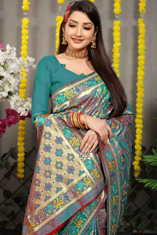 Load image into Gallery viewer, Panoply Grey Banarasi Silk Saree With Arresting Blouse Piece
