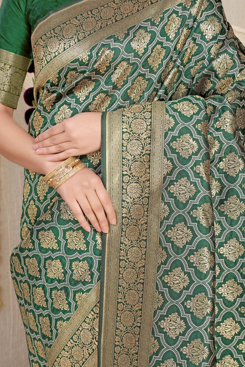 Load image into Gallery viewer, Adoring Green Kanjivaram Silk With Pleasurable Blouse Piece
