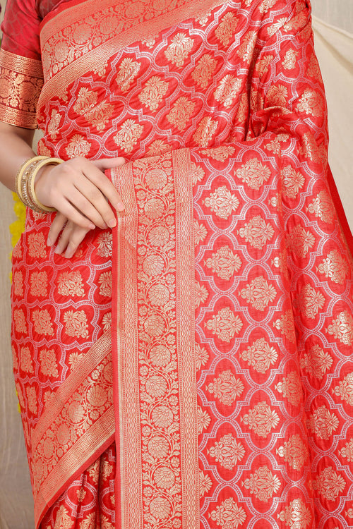 Load image into Gallery viewer, Surreptitious Red Kanjivaram Silk With Embrocation Blouse Piece

