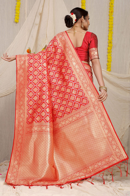 Load image into Gallery viewer, Surreptitious Red Kanjivaram Silk With Embrocation Blouse Piece
