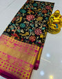 Bucolic Black Kanjivaram Silk With Propinquity Blouse Piece