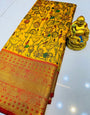 Ephemeral Yellow Kanjivaram Silk With Splendiferous Blouse Piece