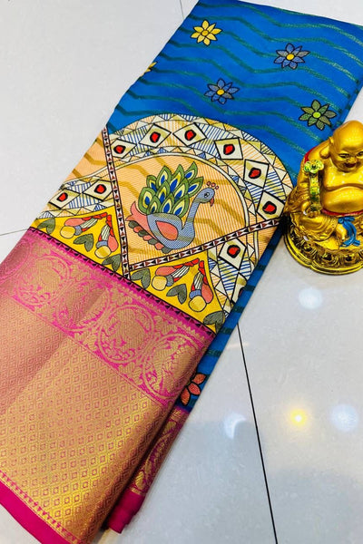 Classy Blue Soft Silk Saree With Capricious Blouse Piece