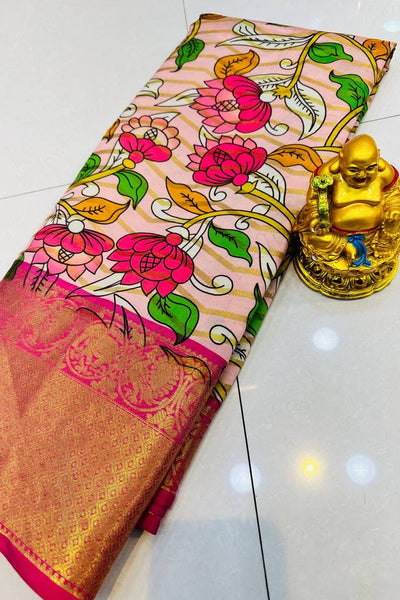 Sensational Pink Soft Silk Saree With Dazzling Blouse Piece