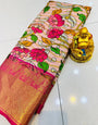 Sensational Pink Soft Silk Saree With Dazzling Blouse Piece