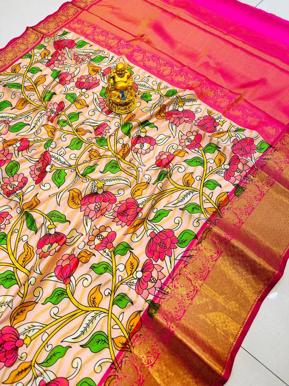 Sensational Pink Soft Silk Saree With Dazzling Blouse Piece