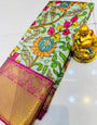 Alluring Pista Soft Silk Saree With Girlish Blouse Piece