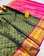 Elegant Black Soft Banarasi Silk Saree With Elision Blouse Piece