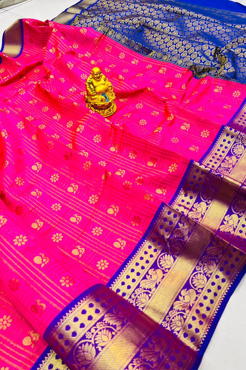 Load image into Gallery viewer, Extraordinary Dark Pink Soft Banarasi Silk Saree With Elision Blouse Piece
