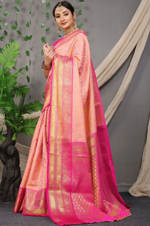 Load image into Gallery viewer, Effervescent Baby Pink Kanjivaram Silk With Marvellous Blouse Piece
