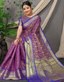 Unequalled Purple Kanjivaram Silk With Marvellous Blouse Piece