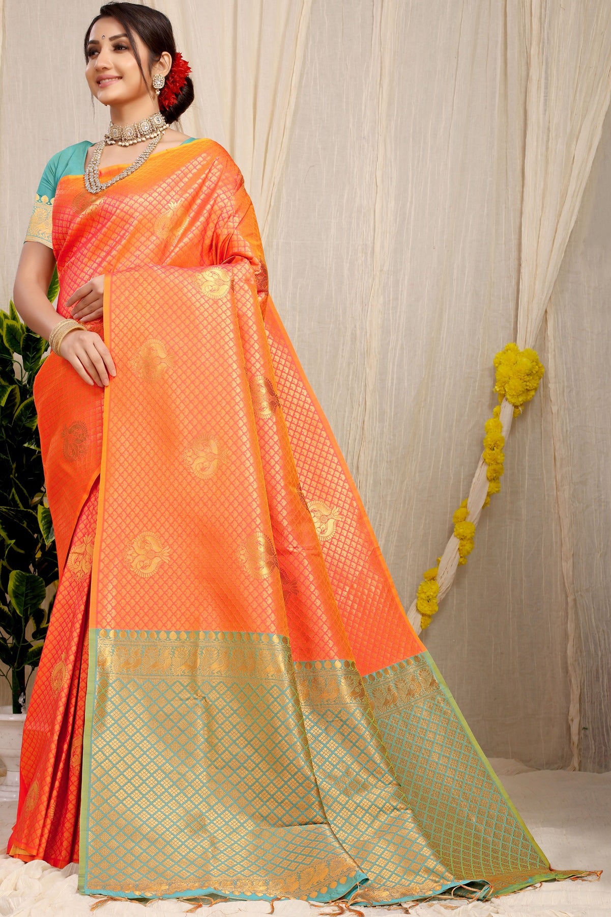 Desiring Orange Soft Silk Saree With Incredible Blouse Piece