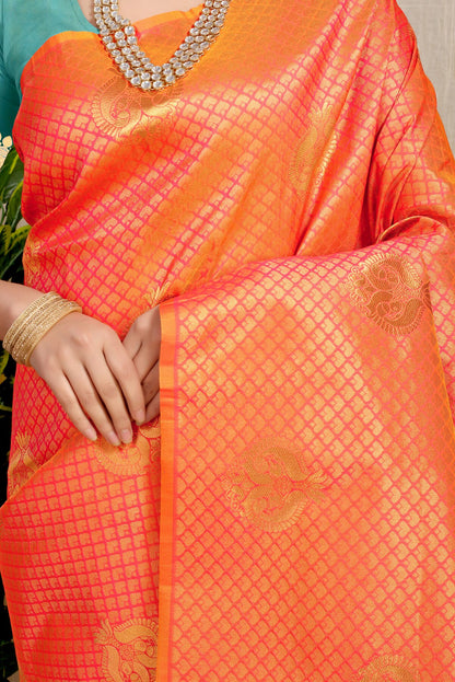Desiring Orange Soft Silk Saree With Incredible Blouse Piece