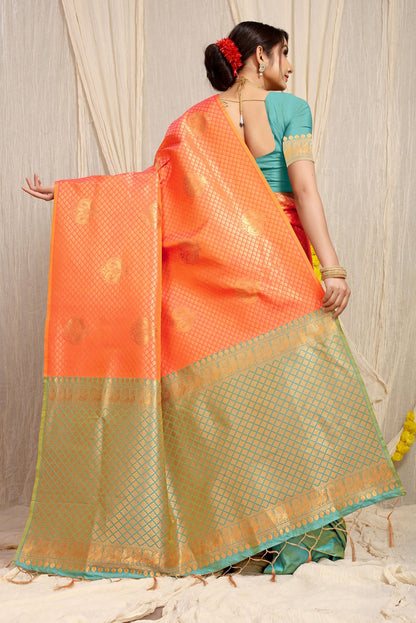 Desiring Orange Soft Silk Saree With Incredible Blouse Piece