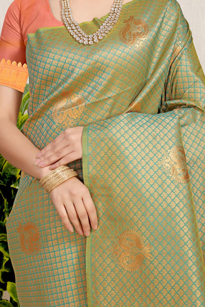 Preferable Pista Soft Silk Saree With Incredible Blouse Piece