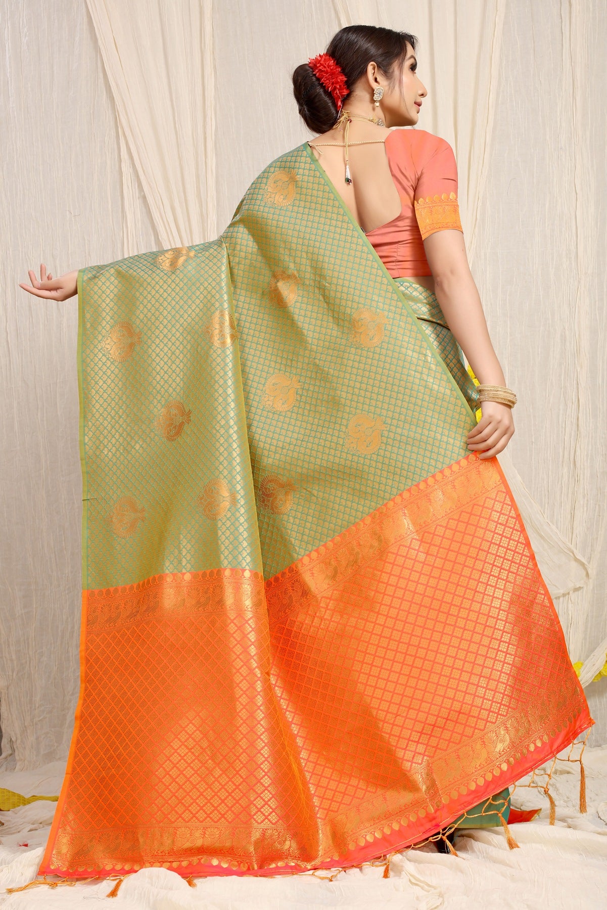 Preferable Pista Soft Silk Saree With Incredible Blouse Piece