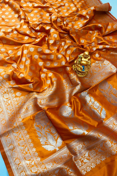 Epiphany Mustard Banarasi Silk Saree With Seraglio Blouse Piece