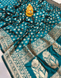 Forbearance Rama Banarasi Silk Saree With Seraglio Blouse Piece