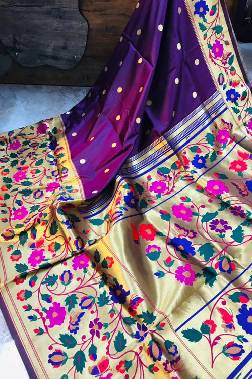 Load image into Gallery viewer, Desirable Purple Paithani Silk Saree With Sizzling Blouse Piece
