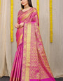 Sensational Dark Pink Kanjivaram Silk With Scintilla Blouse Piece