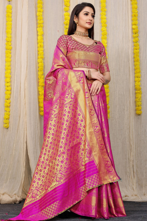 Load image into Gallery viewer, Sensational Dark Pink Kanjivaram Silk With Scintilla Blouse Piece
