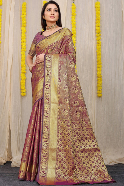 Load image into Gallery viewer, Stylish Wine Kanjivaram Silk With Scintilla Blouse Piece
