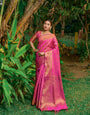 Attractive Dark Pink Kanjivaram Silk With Classic Blouse Piece