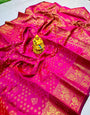 Invaluable Dark Pink Soft Banarasi Silk Saree With Exuberant Blouse Piece