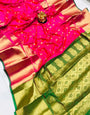 Dissemble Dark Pink Banarasi Silk Saree With Flameboyant Blouse Piece