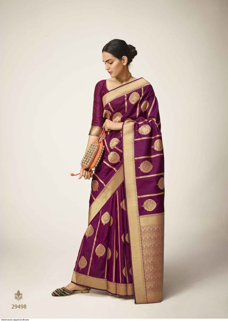 Beleaguer Purple Kanjivaram Silk With A glam Blouse Piece