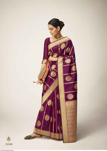 Beleaguer Purple Kanjivaram Silk With A glam Blouse Piece