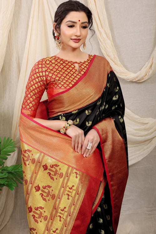 Red Coloured Plain Banaras Fancy Saree