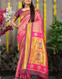 Precious Dark Pink Paithani Silk Saree With Incomparable Blouse Piece