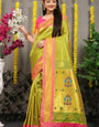 Efflorescence Green Paithani Silk Saree With Ideal Blouse Piece