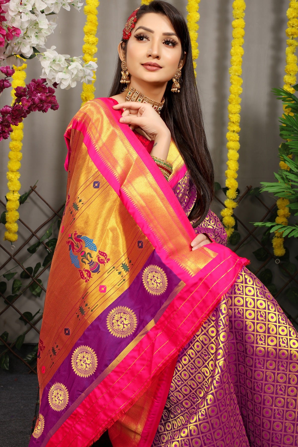 Ephemeral Purple Paithani Silk Saree With Ideal Blouse Piece