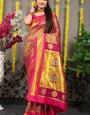 Attractive Wine Paithani Silk Saree With Incomparable Blouse Piece
