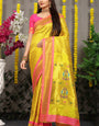 Evocative Yellow Paithani Silk Saree With Ideal Blouse Piece