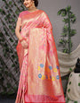 Magnetic Pink Banarasi Silk Saree With Skinny Blouse Piece