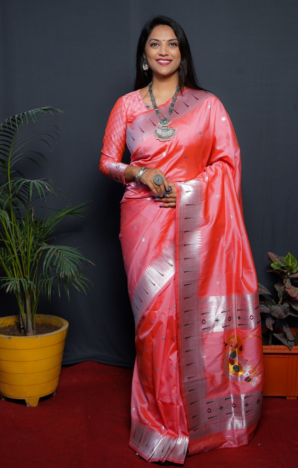 Divine Baby Pink Paithani Silk Saree With Angelic Blouse Piece