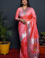 Divine Baby Pink Paithani Silk Saree With Angelic Blouse Piece
